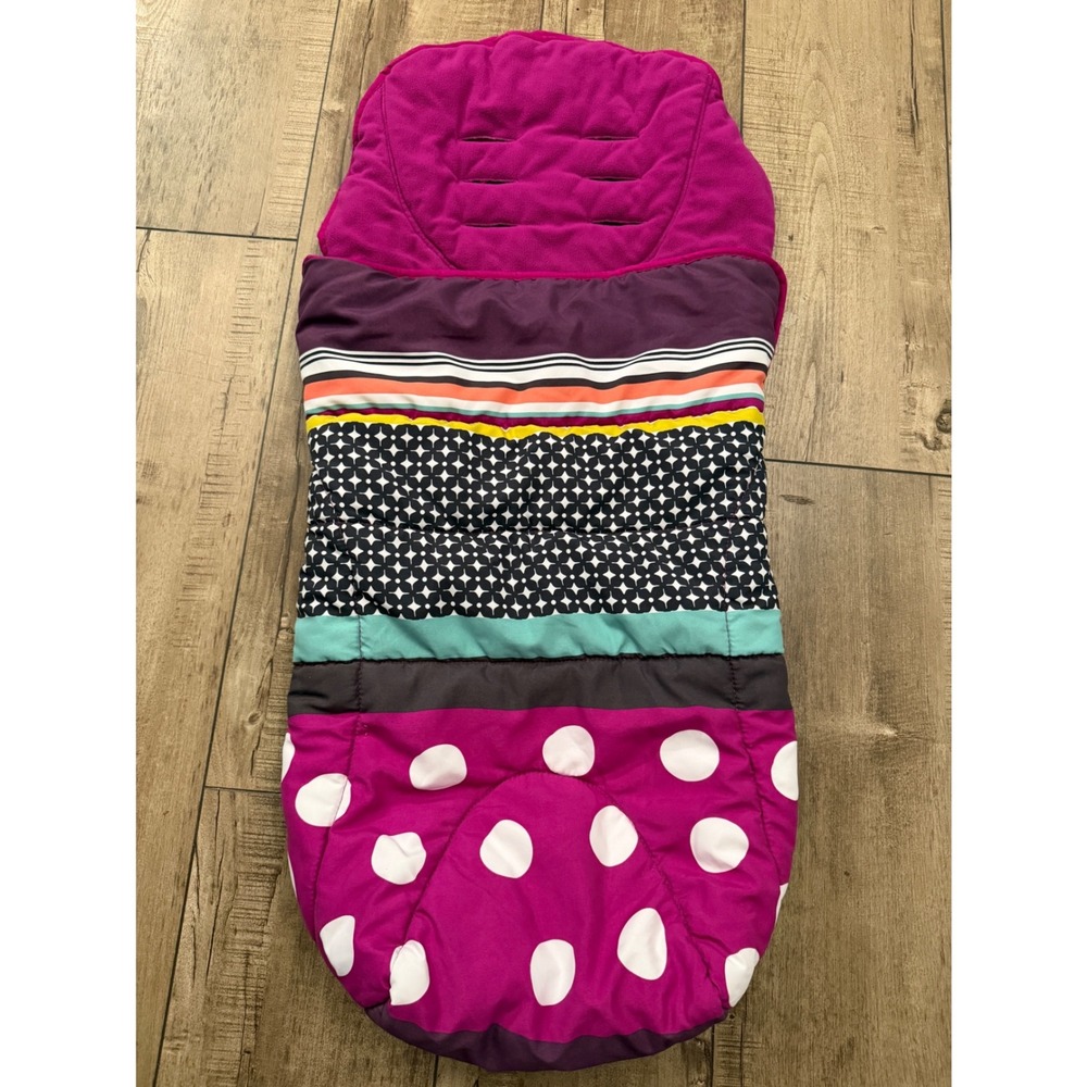 Mamas & Papas Stroller Footmuff Universal Pram Liner Purple Polka Dot Stripe